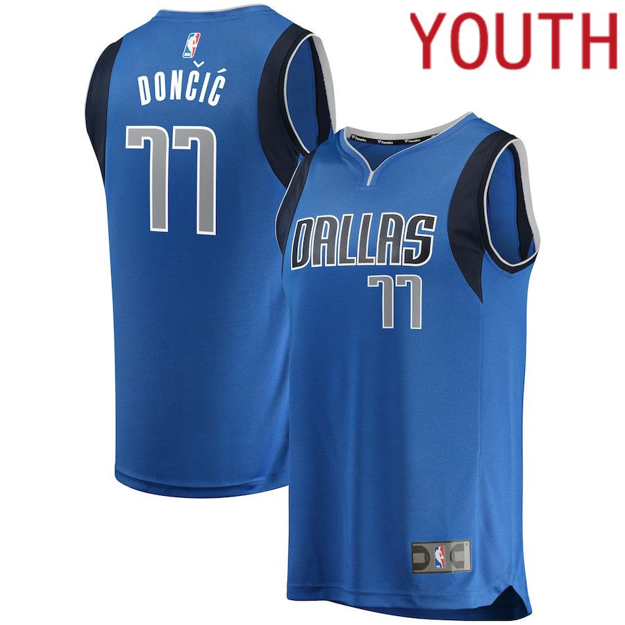 Youth Dallas Mavericks 77 Luka Doncic Fanatics Branded Blue Fast Break Replica NBA Jersey